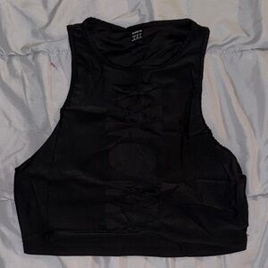 Black Sleeveless Crop Top